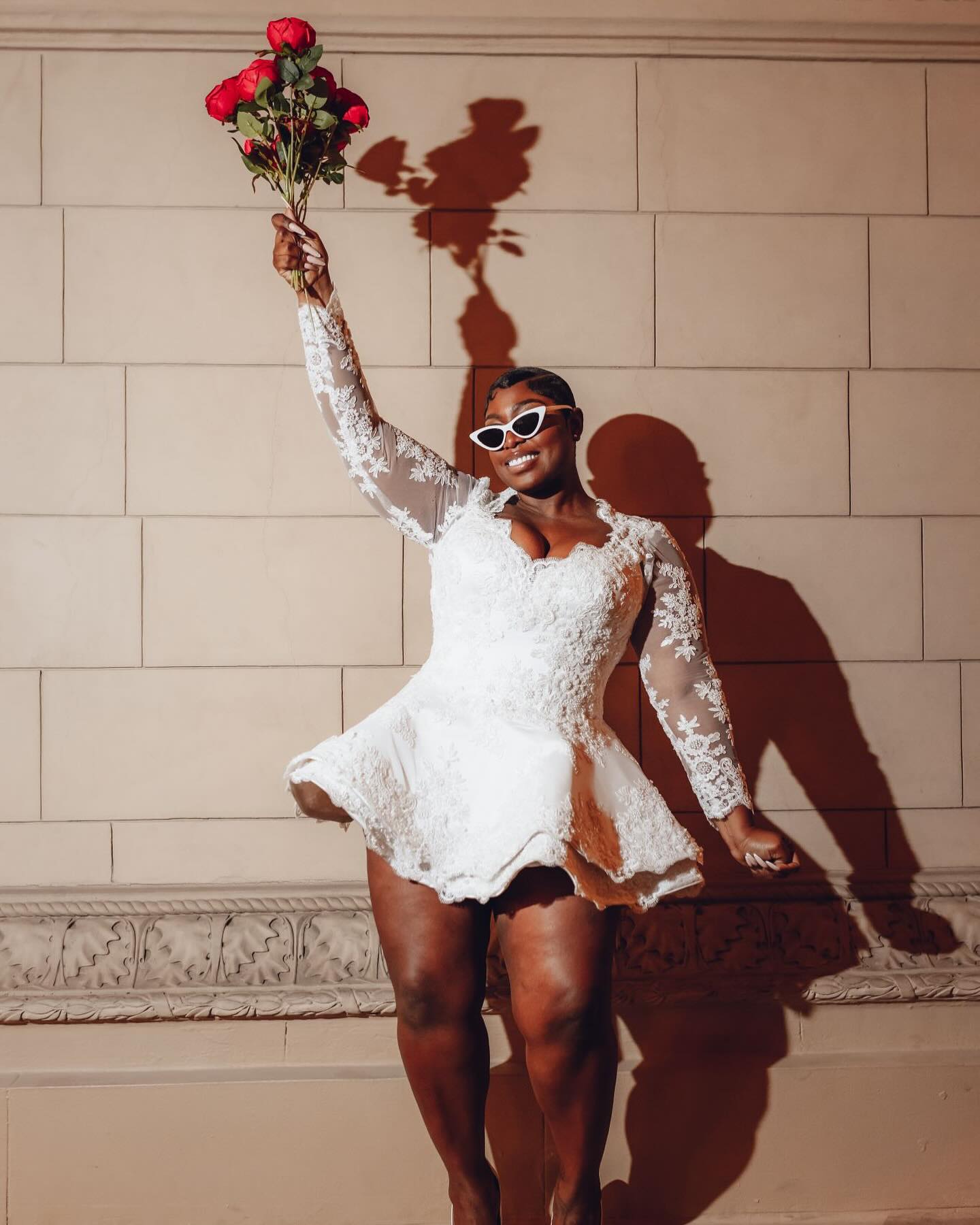 White Lace Reception Dress